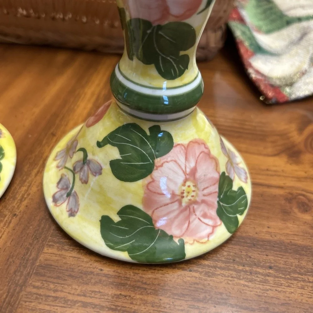 Andrea By Sadek Spring Floral Ceramic Taper Candle Holders‎ 7